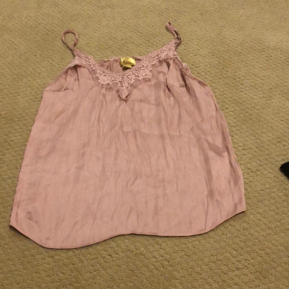 Pink silk lace tank top
